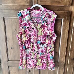 CJ BANKS-WOMEN'S‎ Foral Print Sleeveless Shirt Size 3X